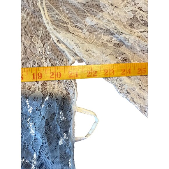 Lace Kimono Cardigan Sheer White M Boho Cover-Up Scalloped Edges Delicate Design - Picture 3 of 5